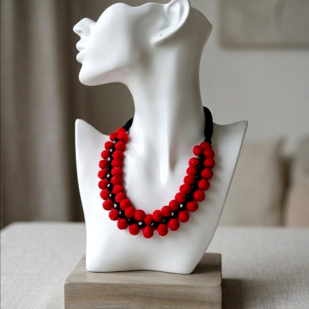 Handmade Jewelry Red Thread Bead Crystal Necklace